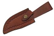 DM1253 Couteau Damas 256 Couches Etui Cuir Manche Bois/Corne - Livraison Gratuite