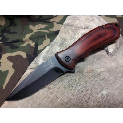 Couteau Elk Ridge Linerlock A/O Lame Acier Carbone/Inox Manche Bois ERA002PW - Free Shipping