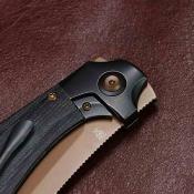 K3129A4 Couteau Kansept Pluto | Lame Acier S90V Rose Gold Drop Point | Manche Micarta / Titanium | Liner Lock | Livraison Gratuite