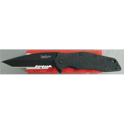 Couteau Kershaw Kuro Tanto Serrated Acier 8Cr13Mov Manche Fibre de Nylon KS1835TBLKST - Free Shipping