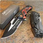 Couteau de Pompier Fire Fighter Acier 440 Serrated Manche Alu Cutter Brise Vitres MTA865FD - Free Shipping