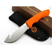 Couteau de Chasse à dépecer Guthook Lame Acier Inox Manche Abs Orange Etui Nylon RR1446 - Free Shipping