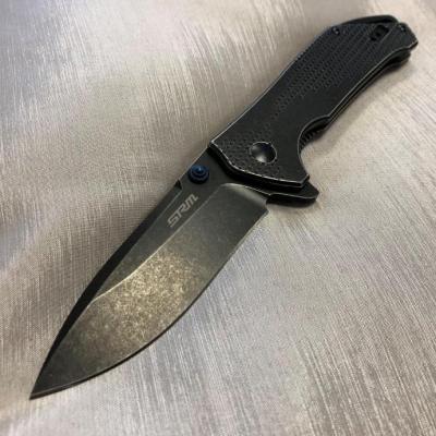 Couteau SRM Knives Sanremu Acier 12C27 Manche Acier Stonewash SRMK921 - Free Shipping