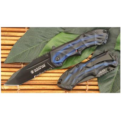 Couteau Smith&Wesson Black Ops Tanto Blue Speed Assist Acier 4034 SWBLOP3TBLS - Livraison Gratuite