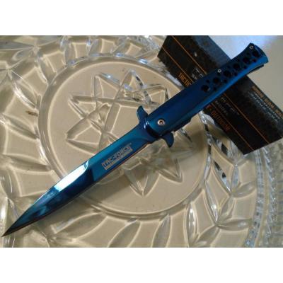 Couteau Stiletto Tac-Force A/O Bleu Lame Acier 440 Titane Manche Acier Linerlock TF884BL - Free Shipping