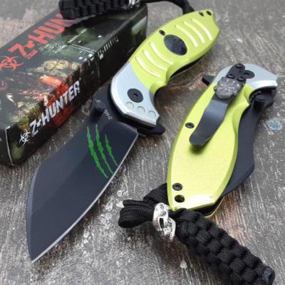 Couteau de Chasseur de Zombie Hunter A/O Acier Inox Manche Alu Yellow ZB093YL - Free Shipping