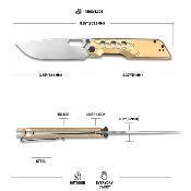 ATZ1878PBR ArtisanCutlery Beest AR-RPM9 – Couteau Lame Acier AR-RPM9 Drop Point Stonewashed – Manche Laiton Usiné – Livraison Gratuite