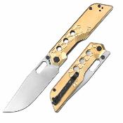 ATZ1878PBR ArtisanCutlery Beest AR-RPM9 – Couteau Lame Acier AR-RPM9 Drop Point Stonewashed – Manche Laiton Usiné – Livraison Gratuite