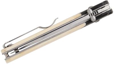 BCWSB22 Couteau Bear & Son WSB22 Lawman Lame Acier D2 Manche Os/FCarbone Sécurité Crossbar Lock USA - Livraison Gratuite