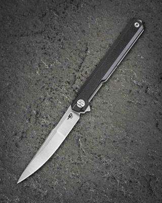 BTKG65A Bestech Duoz |  Couteau Lame Harpoon Acier 14C28N Satin | Manche Black G10 Linerlock - Livraison Gratuite