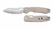 BTKMK05B — Couteau Bestechman Firebird Lame Acier D2 Drop Point Satin + Black PVD Manche Plaquettes G10 Tan Button Liner Lock Thumb Hole - Livraison Gratuite