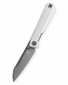 BTKMK20D — Couteau Pliant Bestechman Curvee Liner Lock Lame Acier AEB-L Two-Tone Manche Plaquettes G10 Blanc Front Flipper Thumb Stud Livraison Gratuite
