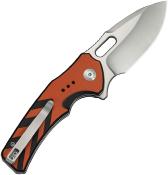 CIVC240663 — Couteau Civivi Vexron Lame Acier 14C28N 58-60 HRC Satin Drop-Point Manche G10 Orange et Noir Button Lock - Livraison Gratuite