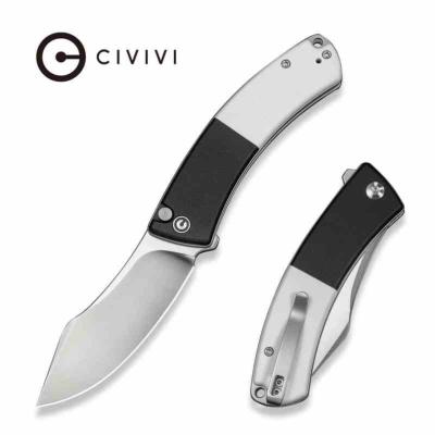 CIVC240794 CIVIVI Outlaw Muk – Couteau pliant lame Acier 14C28N Manche G10 Black&White Button Lock – Livraison Gratuite 