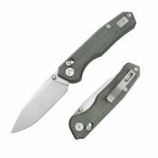 CMB18A CMB Made Knives Explorer CMB-18A – Couteau Pliant EDC Axis Lock Lame Drop Point 14C28N Manche Micarta OD Green - Livraison Gratuite