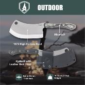 CTK133954HC Couteau Condor K-Night Cleaver Lame Acier 1075 Manche Micarta Étui Kydex Made Salvador - Livraison Gratuite