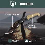 CTK286213DHC Machette Condor Terrakukri Lame Kukri Acier 1075 Manche Polypropylène Tan Étui rigide – Livraison Gratuite