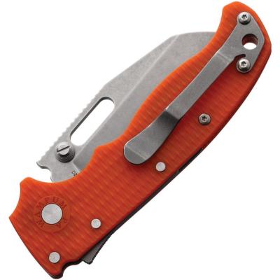 DEMAD205F26 — Couteau Demko AD 20.5 Lame Acier D2 Wharncliffe SW Manche G10 Orange Shark-Lock - Livraison Gratuite