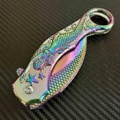 EE10A120RB ElitEdge Mermaid Karambit - Couteau Pliant A/O Lame Acier 440C Spectrum Manche Acier Sculpté Anneau Linerlock - Livraison Gratuite