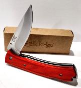 ER2012EA Couteau Elk Ridge Eagle Lame Drop Point Acier 3Cr13 Manche Acrylique/Bois Lockback - Livraison Gratuite