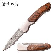 ER968PW Couteau Elk Ridge Damas 128 Couches Manche Pakkawood - Livraison Gratuite