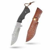 ERFIX125 Elk Ridge - Couteau Survie Manche Bois Lame Acier Inox Drop Point Étui Cuir - Livraison Gratuite