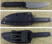 FF008B Couteau Ferrum Forge Lackey XL Housse Kydex | Lame Drop Point Acier D2 Stonewash | Manche G10 Black - Livraison Gratuite