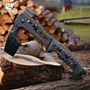 HXOFT19 — Hachette Pliante HX Outdoors Falcilux Lame Acier DC53 Noire Manche G10 Coffret Étanche - Livraison Gratuite