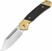 J1942SJBREB CJRB Pyrite Slipjoint - Couteau Pliant | Lame Bowie Acier AR-RPM9 Stonewash | Manche Bois + Laiton - Livraison Gratuite