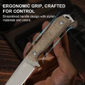 KI1045MD1 Kizer Begleiter Drop Point – Couteau Fixe Outdoor | Lame Acier CPM-3V | Manche Burlap Micarta | Étui Kydex |  Livraison Gratuite