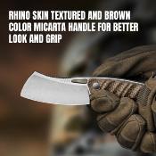 KI1065A4 Couteau Kizer Little Rhino - Lame Cleaver Acier AEB-L - Manche Burlap Micarta Etui Kydex - Livraison Gratuite
