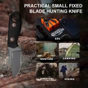 KI1078A3 Kizer Beaver 2 Black | Couteau à Lame Fixe Clip Point D2 Manche G-10 Noir | Étui Kydex - Livraison Gratuite
