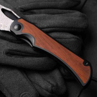KI4763LDA3 Kizer Allure – Couteau pliant Liner Lock Lame Acier Damas Manche Black Titanium & Panama Rosewood - Livraison Gratuite