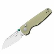 KIV2706A6  Couteau Kizer Parakeet | Lame Acier Nitro-V Black PVD Sheepsfoot | Manche Plaquettes GID G10 Green | Button Lock | Livraison Gratuite