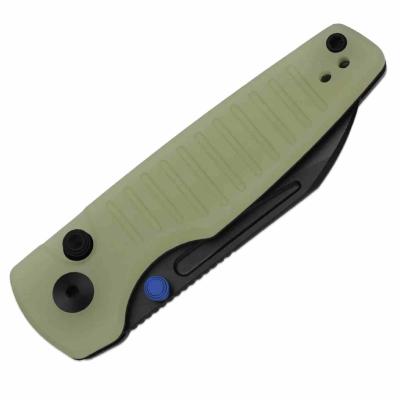 KIV2706A7 Couteau Kizer Parakeet | Lame Acier Nitro-V Black PVD Sheepsfoot | Manche Plaquettes GID G10 Fluo | Button Lock | Livraison Gratuite