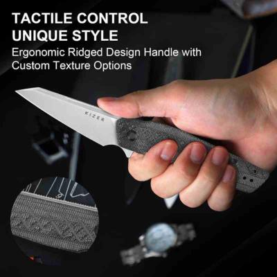 KIV3725A2 Couteau Kizer Skinner Reverse Tanto Lame Acier Nitro-V Manche Micarta Sécurité Liner Lock - Livraison Gratuite