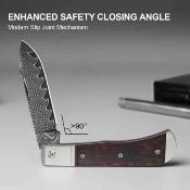 KIV3760A3 Kizer Trestle D – Couteau Lame Acier Damas Drop Point Manche Aluminium/Leopardwood Slipjoint Nail Nick – Livraison Gratuite