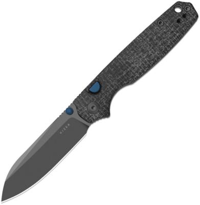 KIV3789BSA1 — Couteau Pliant Kizer Cutlery Pokiman Button Linerlock Gray Lame Acier AEB-L PVD Gris Sheepsfoot Manche Plaquettes Micarta Gris Clip de Poche Livraison Gratuite