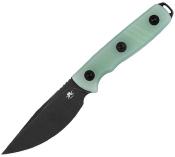 KKNZ069JD — Couteau Fixe Klaken Knives Apex Lame Acier Sandvik 14C28N 58-61 HRC Black Stonewash Drop Point Manche G10 Jade Étui Kydex Livraison Gratuite 
