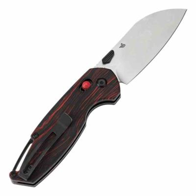 KT1022V8 Tenable Model 6 - Couteau Pliant EDC Lame Drop Point Acier 14C28N Manche G-Mascus Rouge/Noir Crossbar Lock - Livraison Gratuite