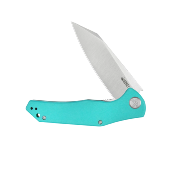KUB158T — Couteau Kubey Flash Lame Acier Sandvik 14C28N Reverse Tanto Satiné Manche G10 Bleu Tiffany Linerlock - Livraison Gratuite