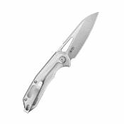 KUB291E1 — Couteau Kubey Vagrant Lame Acier 14C28N Sheepsfoot Beadblast Manche Polycarbonate Translucide Liner Locking Flipper - Livraison Gratuite