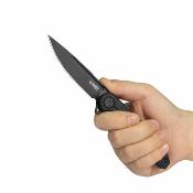 KUB312P Kubey Mizo - Flipper Lame Drop Point Acier 14C28N Manche G10 Noir Liner Lock IKBS - Livraison Gratuite