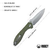 KUB314E Couteau Kubey Ruckus OD Green Lame Acier AUS-10 IKBS  - Livraison Gratuite