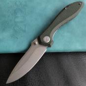 KUB314N  Kubey Ruckus – Couteau Liner Lock | Lame Drop Point AUS-10 SW | Manche Micarta Green | Bearing - Livraison Gratuite