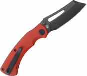 KUB378A Kubey Dheo KU378C – Couteau Pliant EDC Button Lock | Lame Wharncliffe 14C28N Blackwash | Manche G10 Rouge - Livraison Gratuite