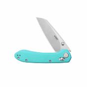 KUB446D Kubey Bonza Lame Acier 14C28N Satin Manche G10 Tiffany Blue Crossbar Lock - Livraison Gratuite
