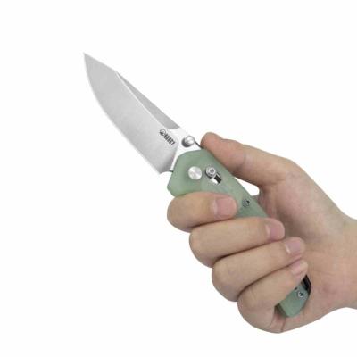 KUB465B Couteau Kubey Freki | Lame Acier 14C28N Satin Drop Point | Manche G10 Jade | Crossbar Lock | Livraison Gratuite