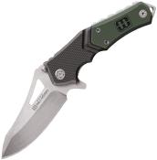LKN111 — Couteau Lansky Responder Lame Acier 440C Satiné Drop Point Manche G10 Noir Vert Linerlock Clip - Livraison Gratuite