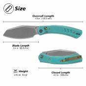 MGR827BU — Couteau Miguron Karok Lame Acier D2 Sheepsfoot Stonewash Manche G10 Bleu Button Liner Lock - Livraison Gratuite